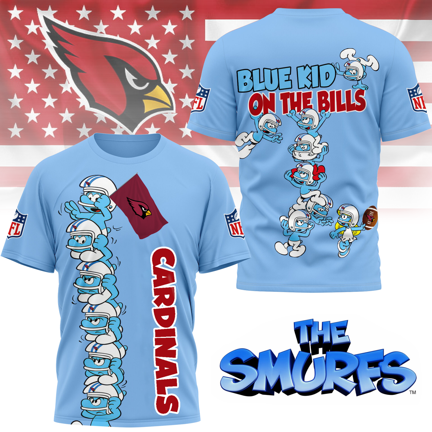 AC Premium NFL x Smurfs 3D Shirt DDT 220725 CTND