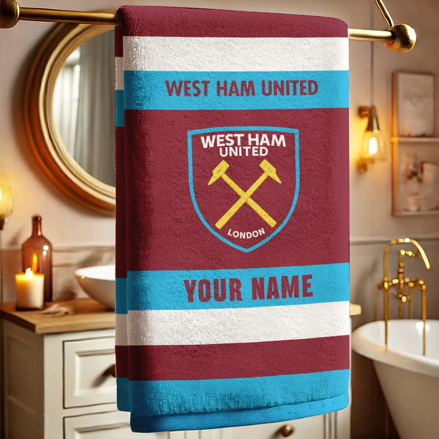 EPL West Ham United Bath Towel Large Size Custom Name Gift For Fan DatND DVT