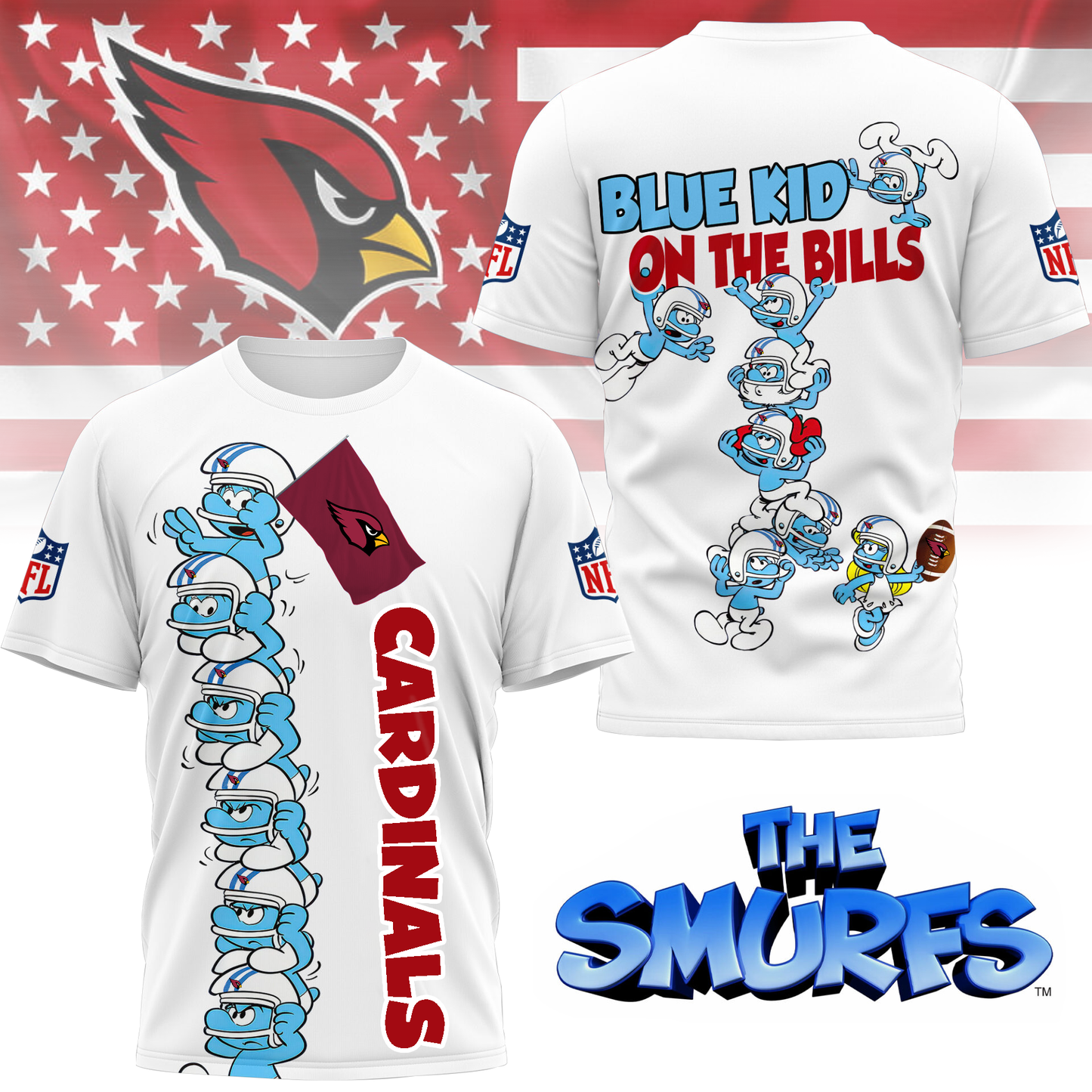 AC Premium NFL x Smurfs 3D Shirt DDT 220725 CTND