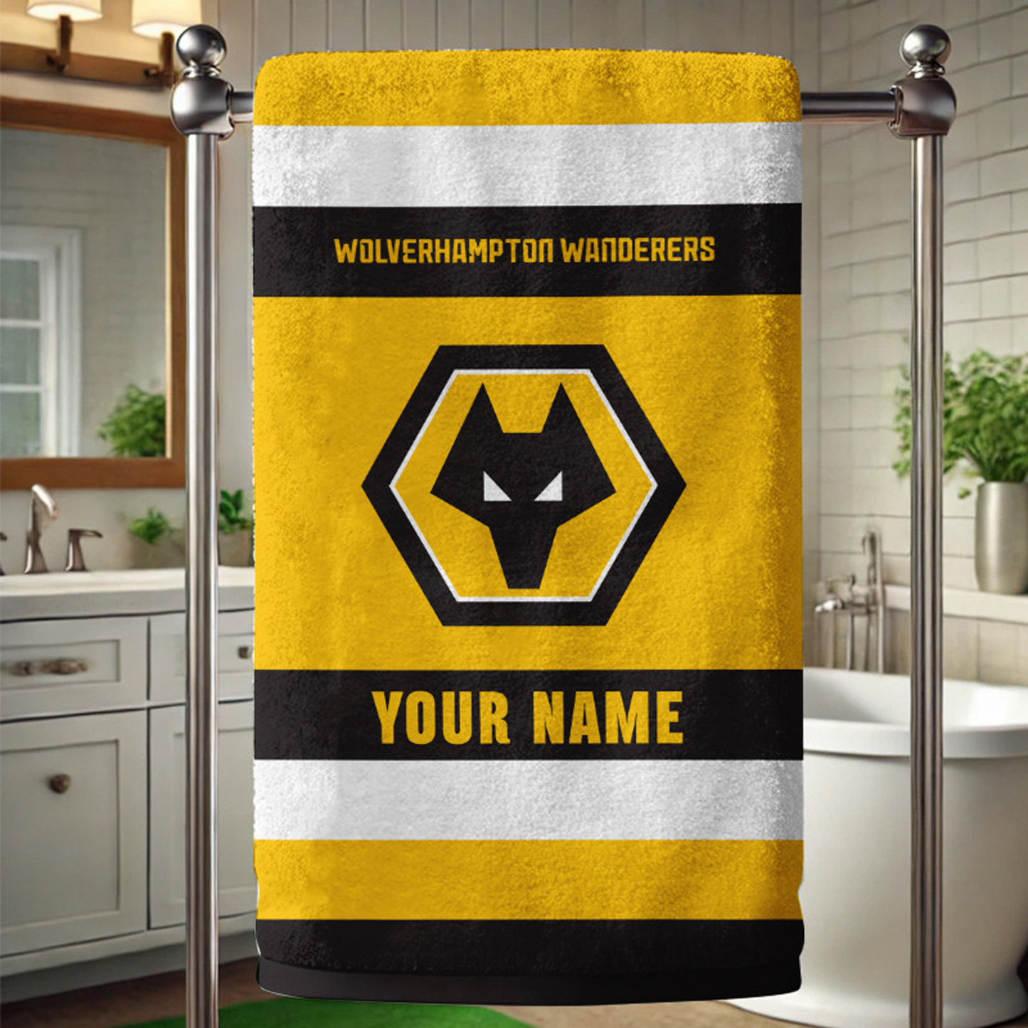 EPL Wolverhampton Wanderers Bath Towel Large Size Custom Name Gift For Fan DatND DVT