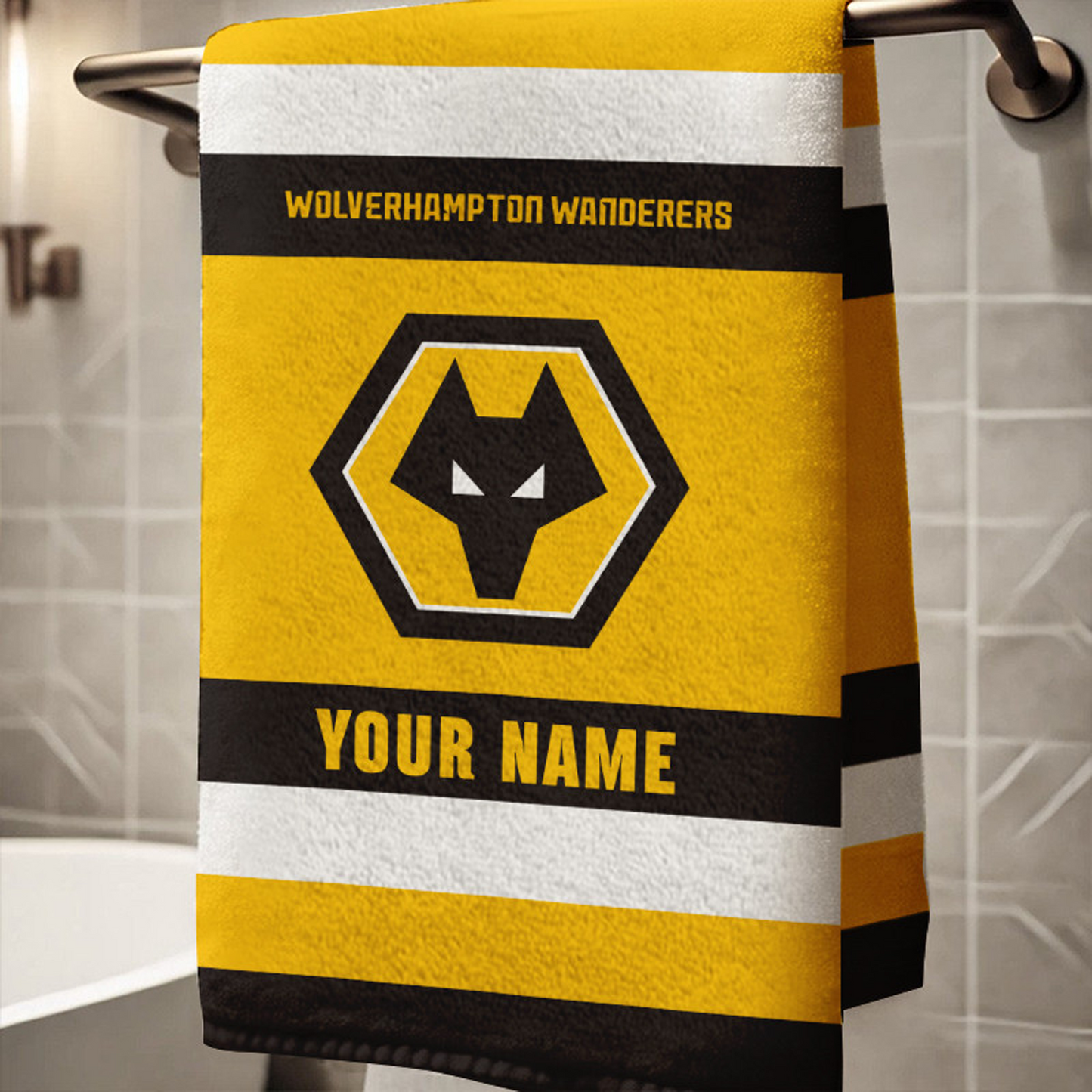 EPL Wolverhampton Wanderers Bath Towel Large Size Custom Name Gift For Fan DatND DVT