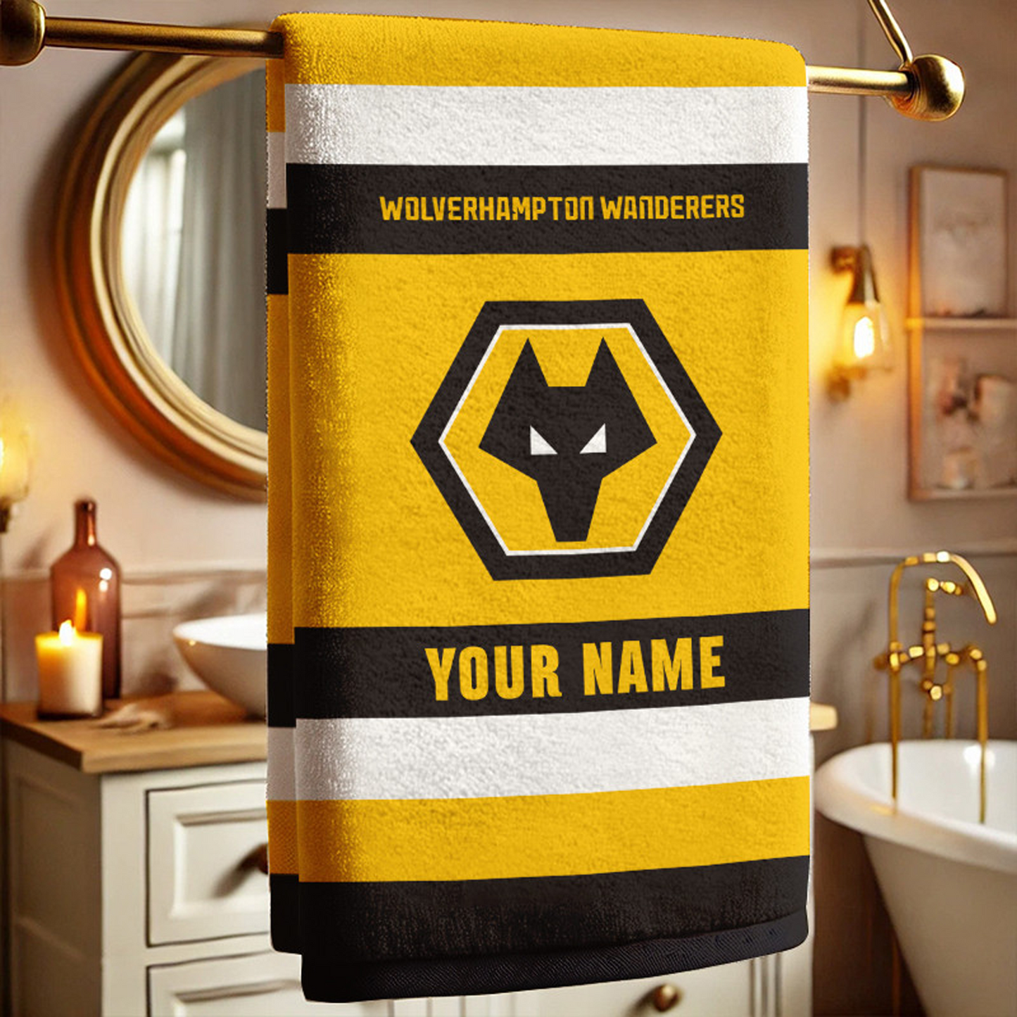 EPL Wolverhampton Wanderers Bath Towel Large Size Custom Name Gift For Fan DatND DVT
