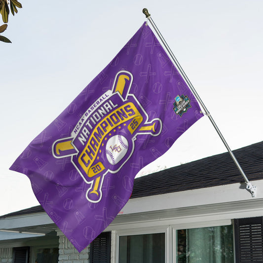 LSU 2025 NCAA Baseball National Champions V5 3D House Flag DDT TTV