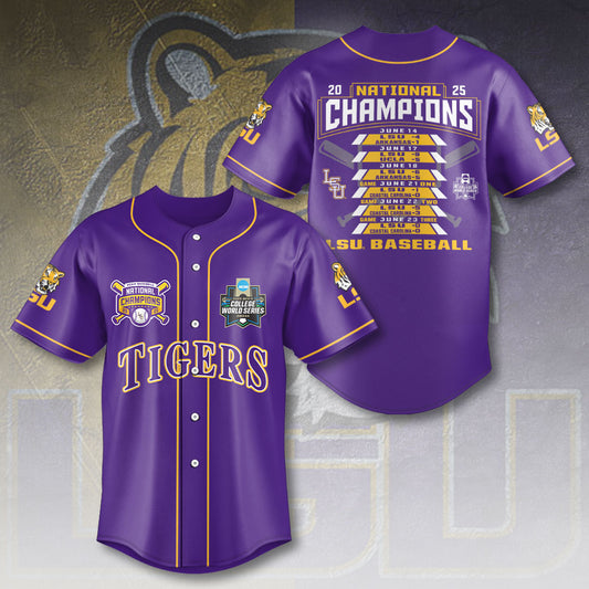 LSU 2025 NCAA Baseball National Champions V5 Baseball Jersey DDT TTV