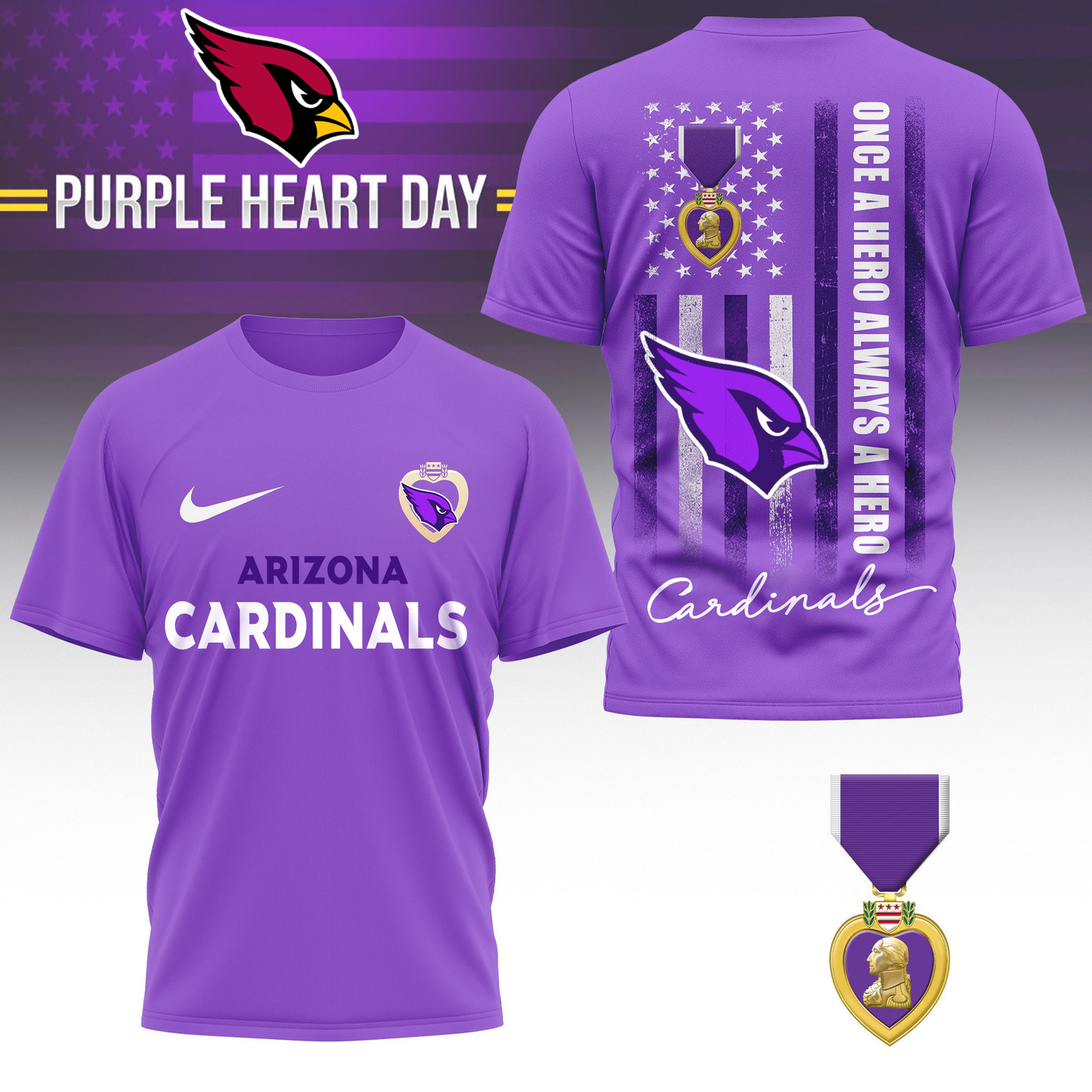 AC Premium National Purple Hear Day 3D Shirt DDT TTV