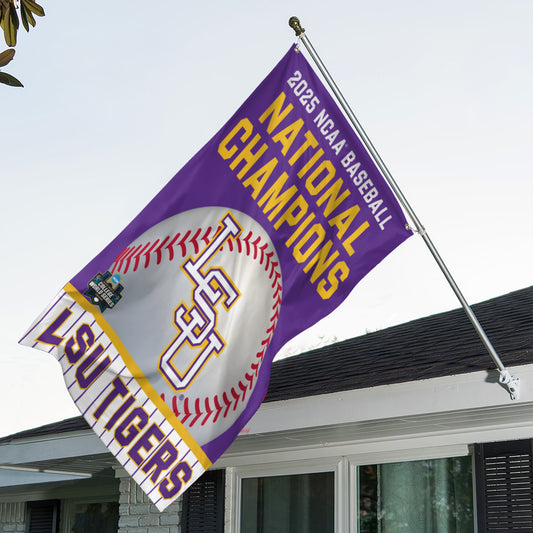 LSU 2025 NCAA Baseball National Champions V6 3D House Flag DDT TTV