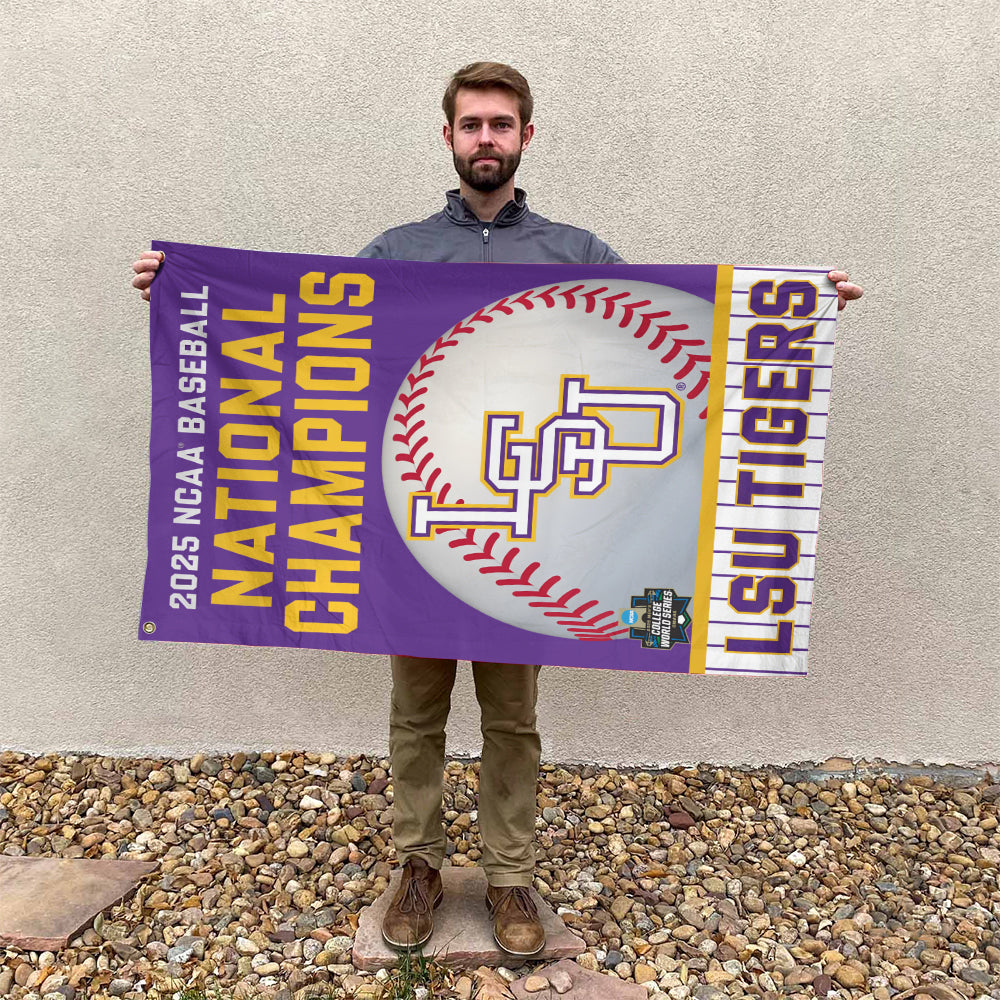 LSU 2025 NCAA Baseball National Champions V6 3D House Flag DDT TTV