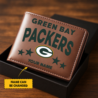 GB Football Leather Man Black Brown Wallet Personalized Any Name DATND TANTD