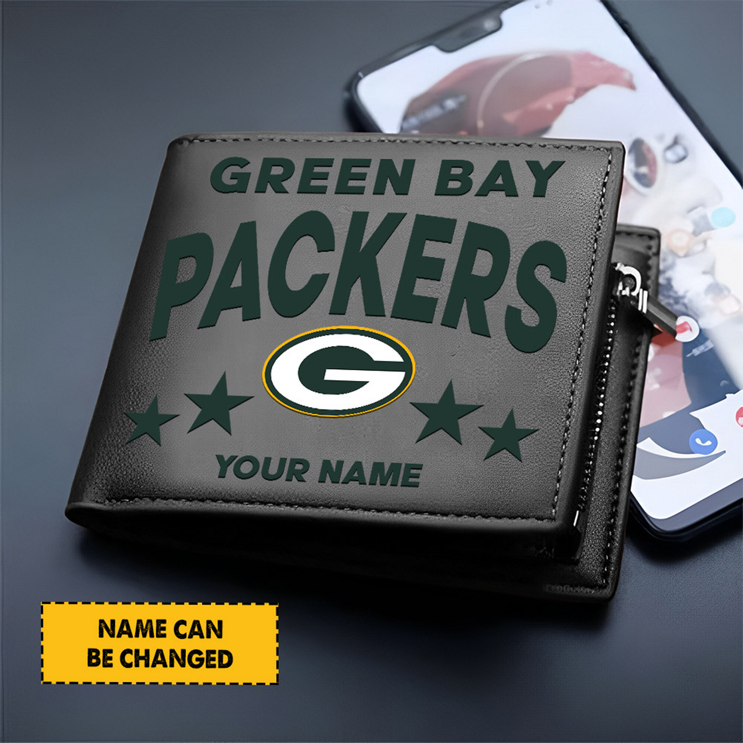 GB Football Leather Man Black Brown Wallet Personalized Any Name DATND TANTD