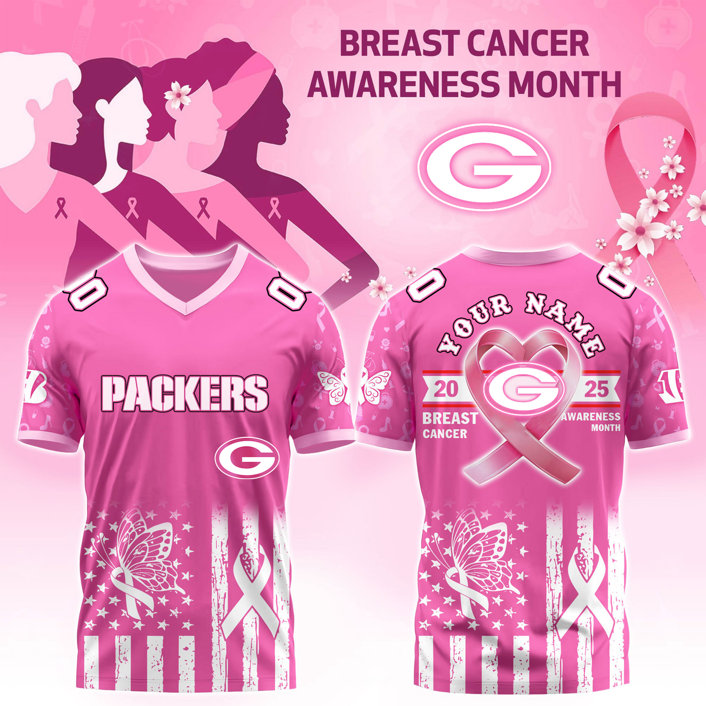 GB x Breast Cancer Awareness Month 2025 V-neck Short Sleeve Jersey DatND DVT