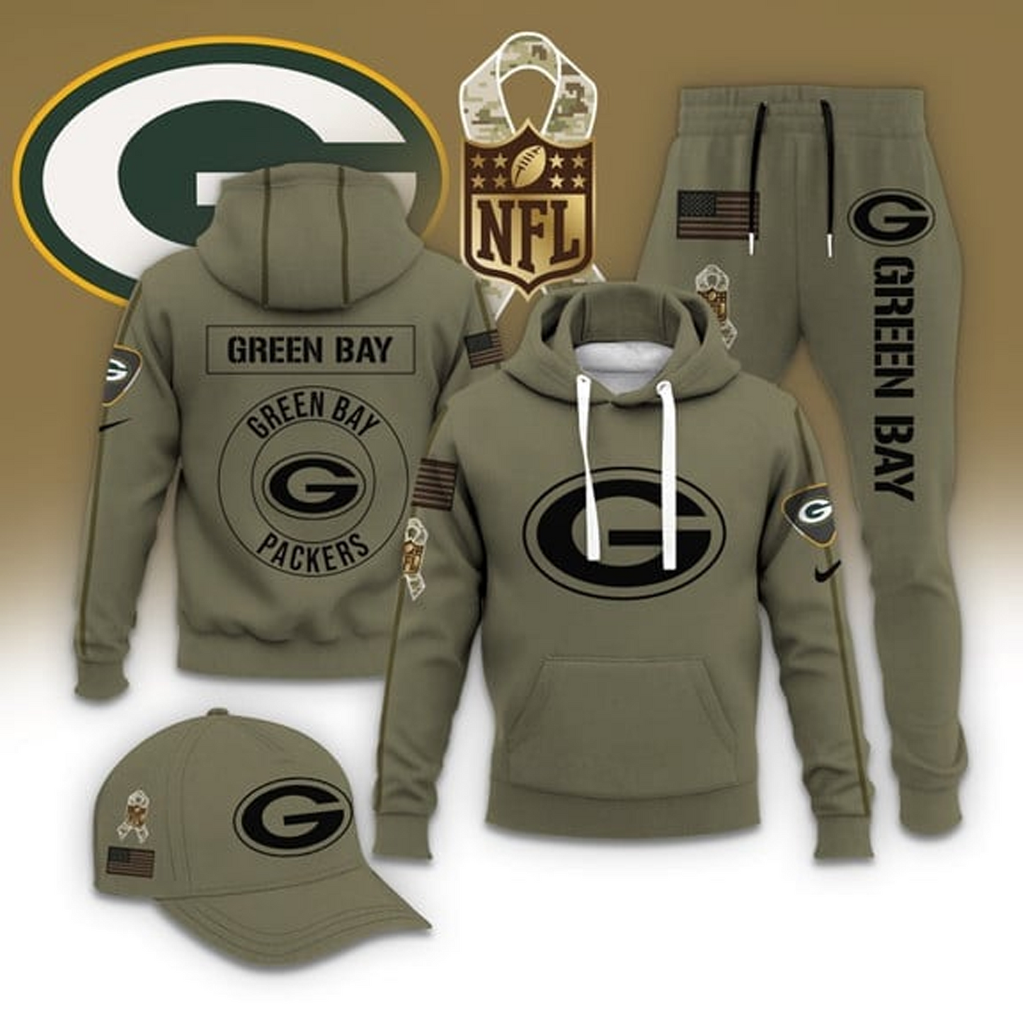GB X NFL Casual Outfit Set - Hoodie, Jogger, and Cap V1 NAK THUONGNH