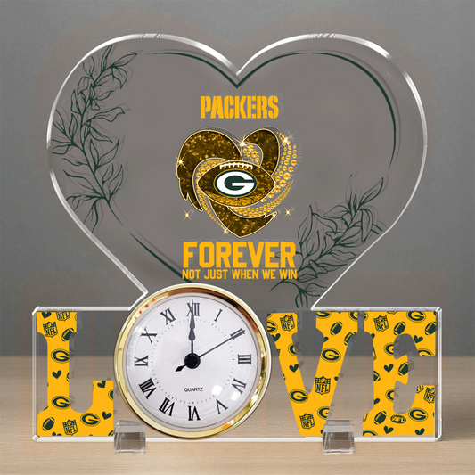 GB x NFL Forever Not Just When We Win Acrylic Clock DATND TANTD