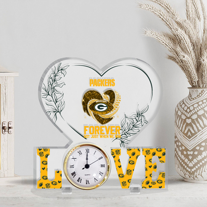 GB x NFL Forever Not Just When We Win Acrylic Clock DATND TANTD
