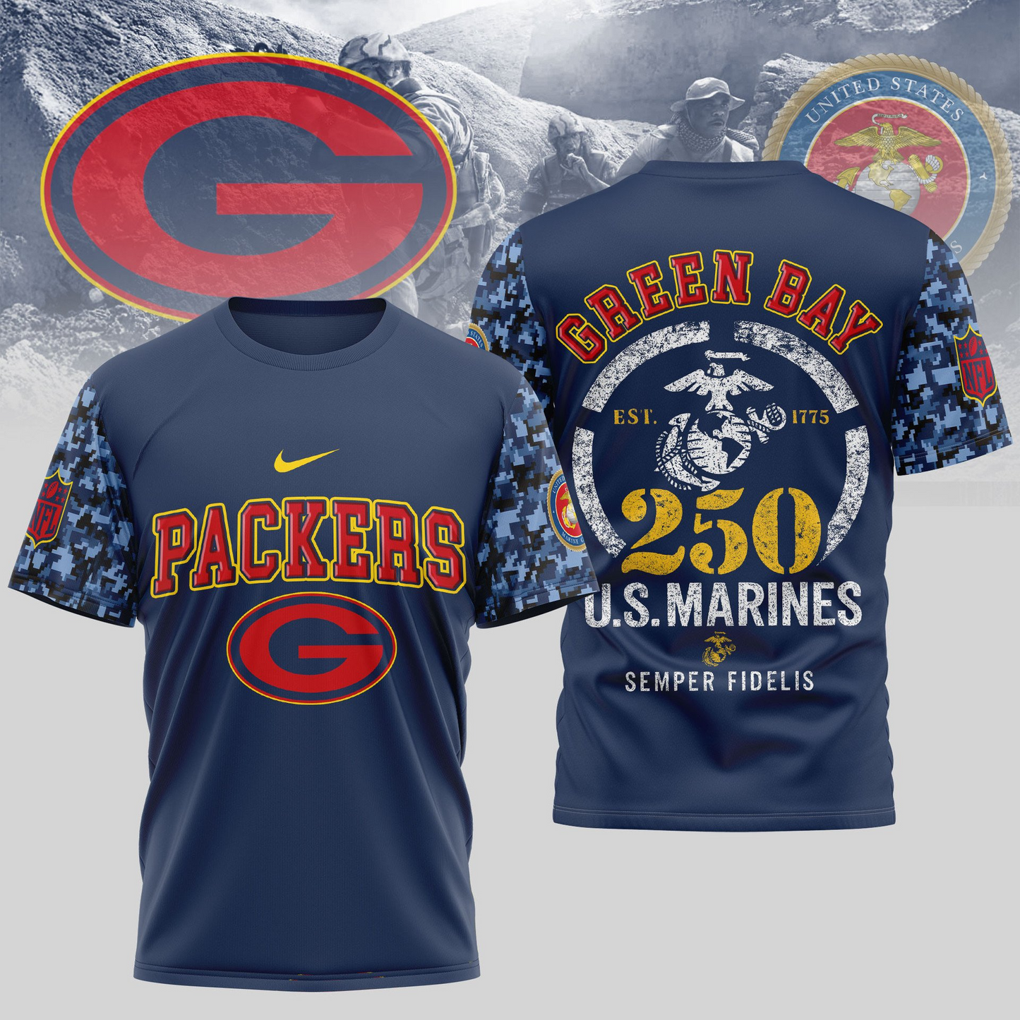 GBP Premium U.S.M.C 250 Years Semper Fi 3D Shirt DDT TTV