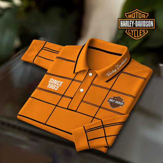 HD Motorcycle Polo Shirt Long Sleeve DatND DVT