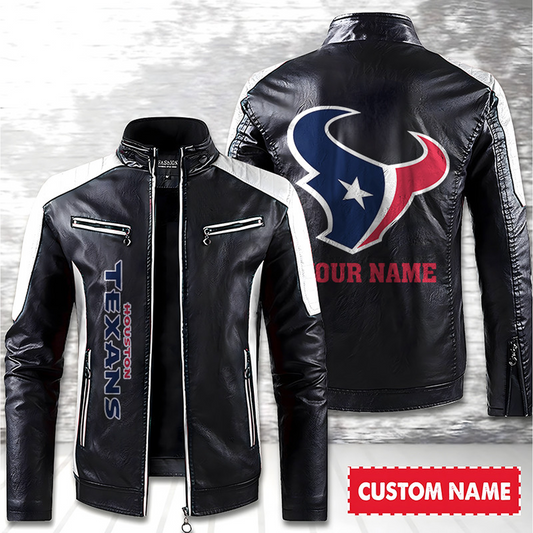 HOU American Football Men Leather Jacket Custom Any Name Gifts DatND DVT