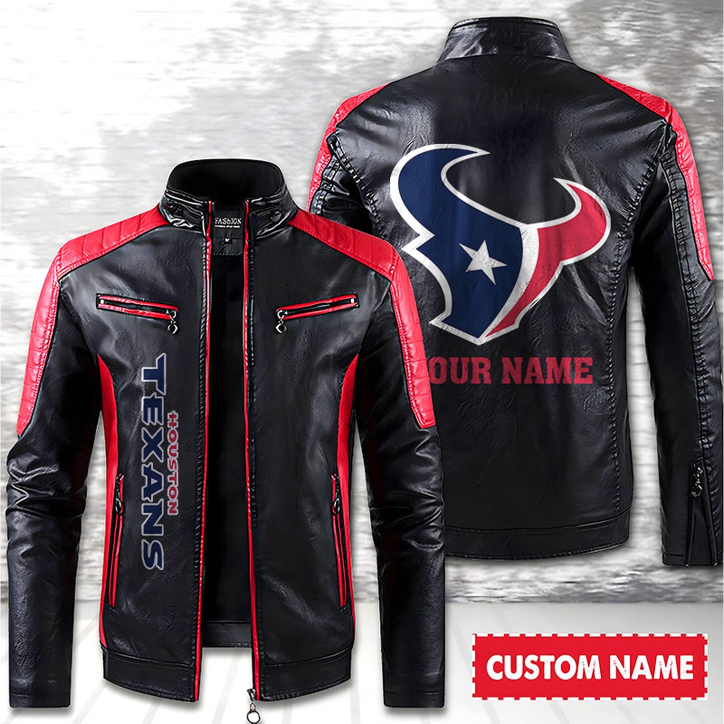 HOU American Football Men Leather Jacket Custom Any Name Gifts DatND DVT