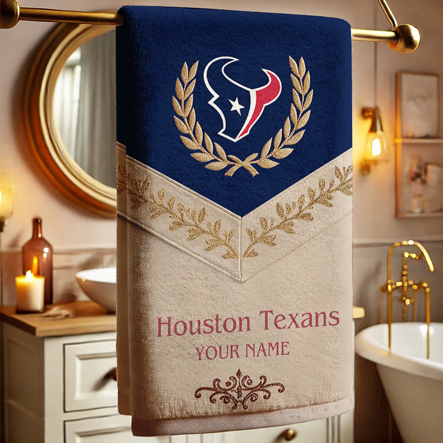 HOU Football New Bath Towel Custom Name DATND TANTD