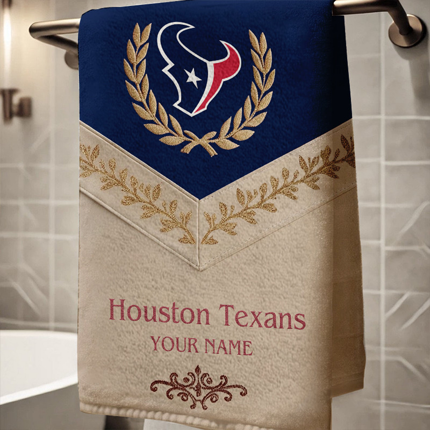 HOU Football New Bath Towel Custom Name DATND TANTD