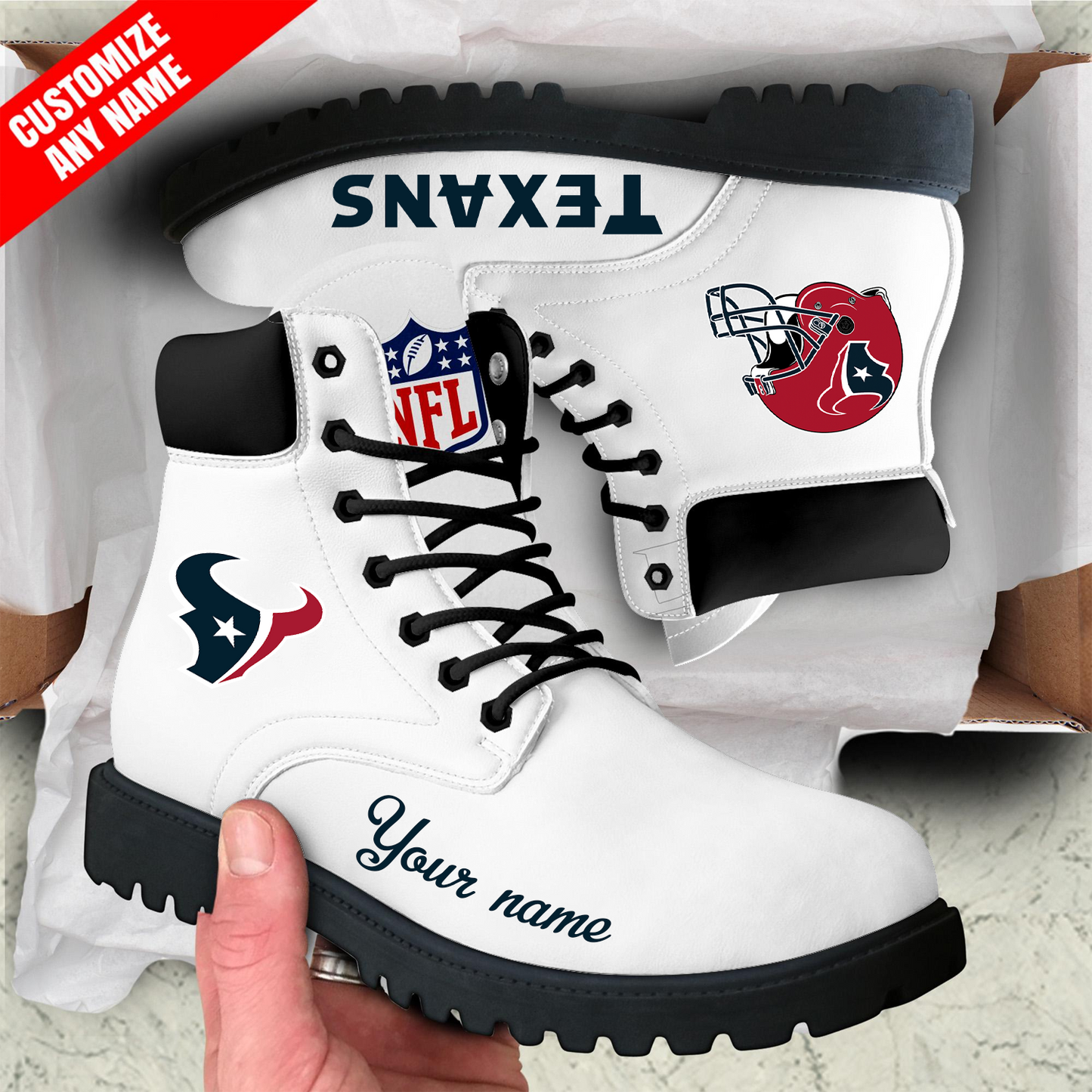 HOU x NFL Custom Leather Boots DATND TANTD
