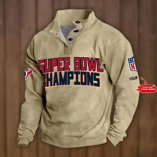 HOU x NFL Double Breasted Stand Collar Hoodies DATND TANTD