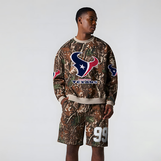HOU x NFL Football Full Set Long Sweatshirt And Short Pants DATND TANTD