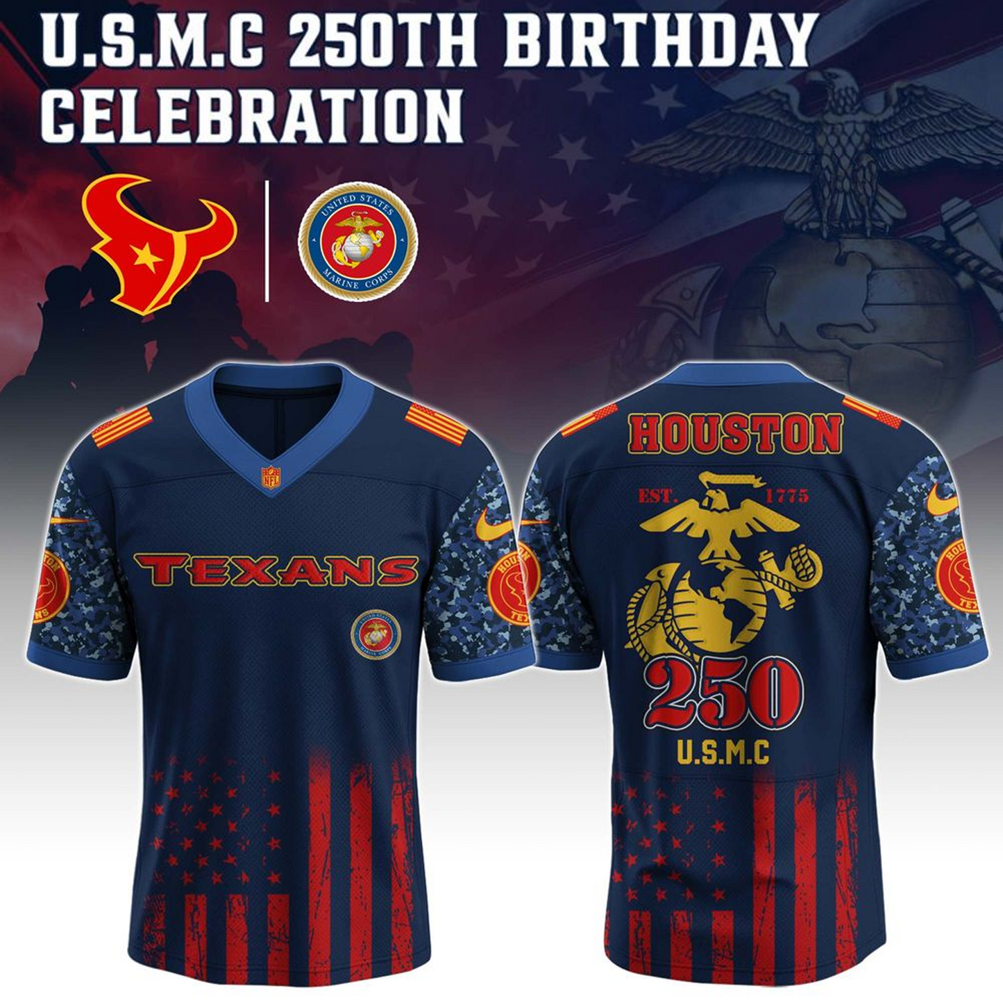 HOU x U.S.M.C 250th Birthday Celebration Jersey DatND DVT