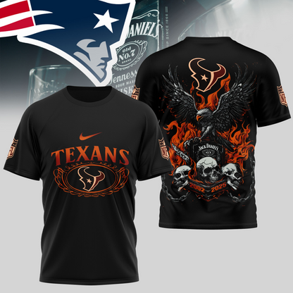 HT Premium NFL Flaming Eagle Skull T-Shirt DDT CTND