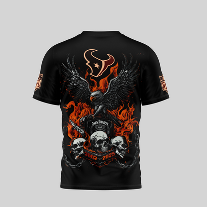 HT Premium NFL Flaming Eagle Skull T-Shirt DDT CTND