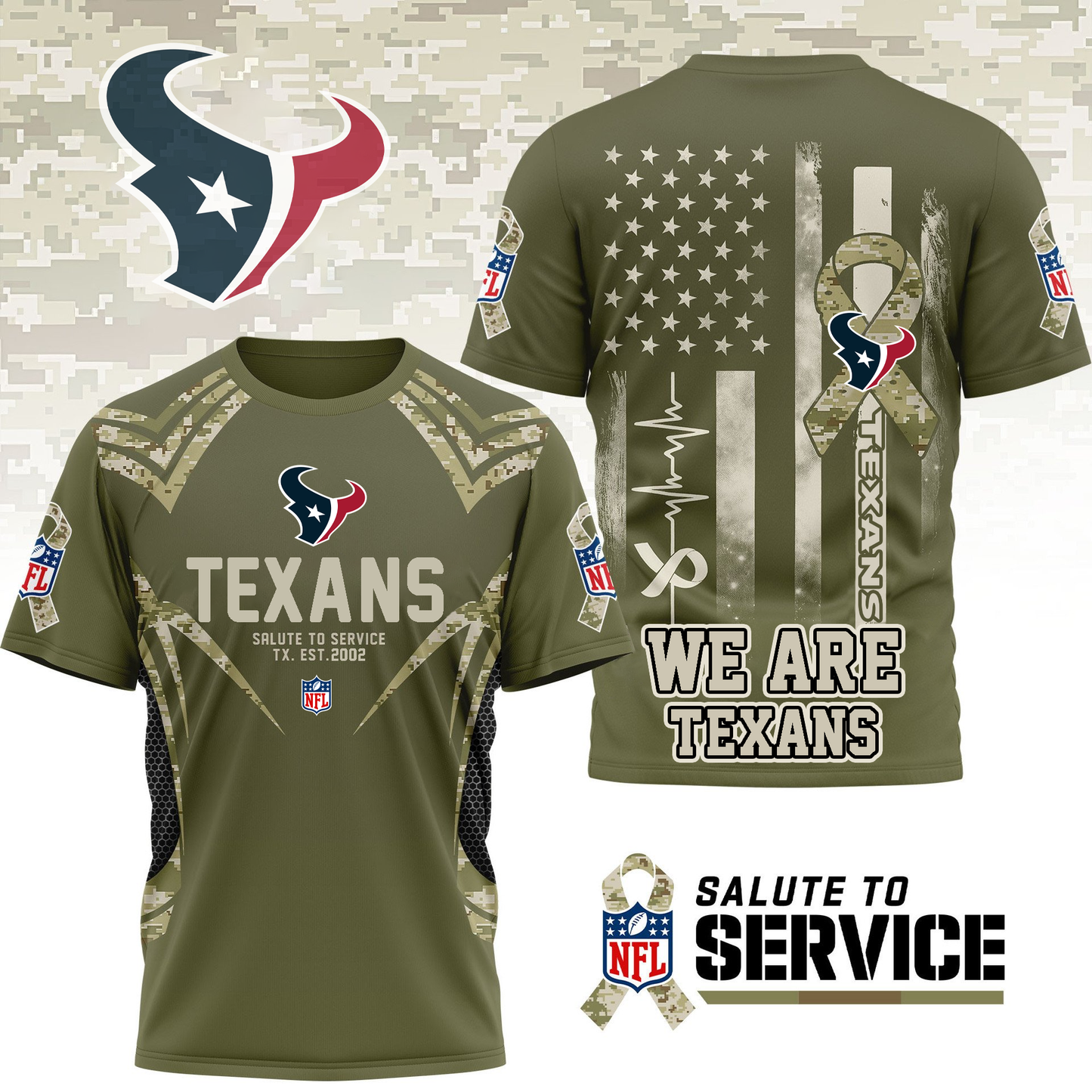 HT Premium NFL Salute to Service Camo 3D Shirt DDT CTND