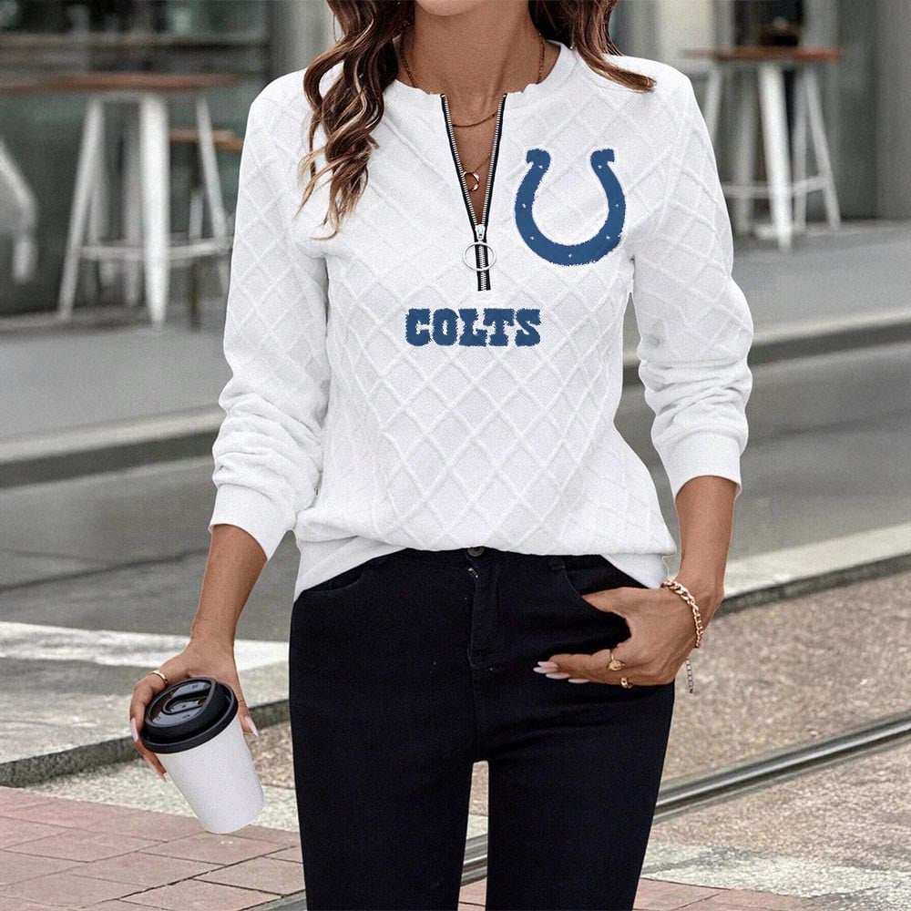 IC x NFL Women's Knit Textured Fabric Zip Up Sweatshirt DDT CTND
