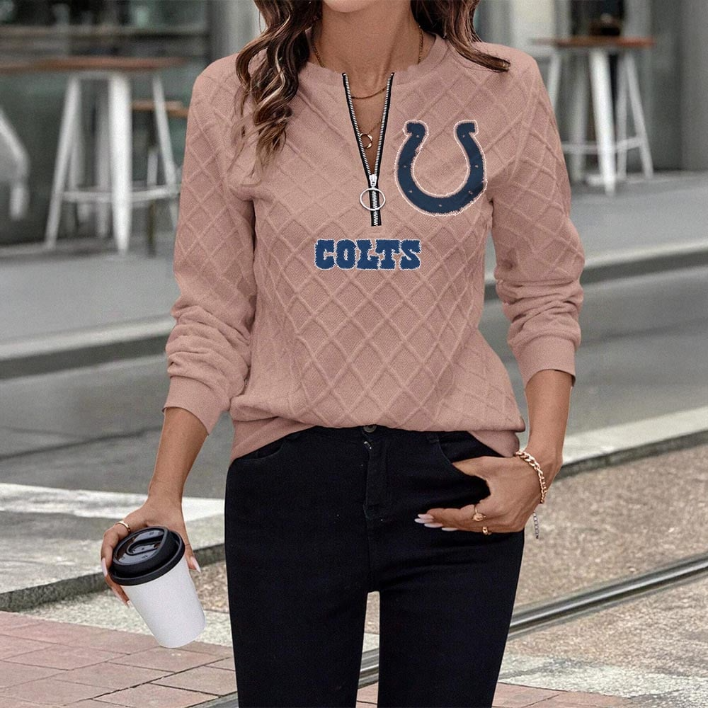 IC x NFL Women's Knit Textured Fabric Zip Up Sweatshirt DDT CTND