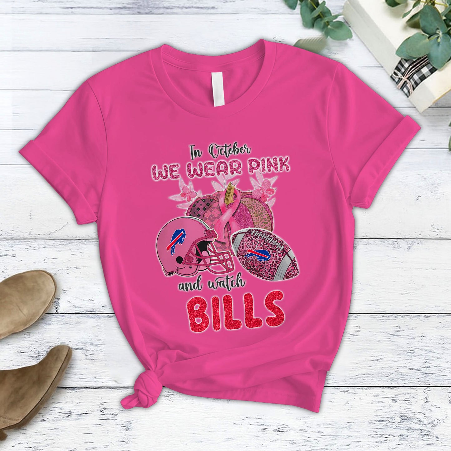 In October We Wear Pink And Watch BUF NFL Pajamas Set DatND DVT