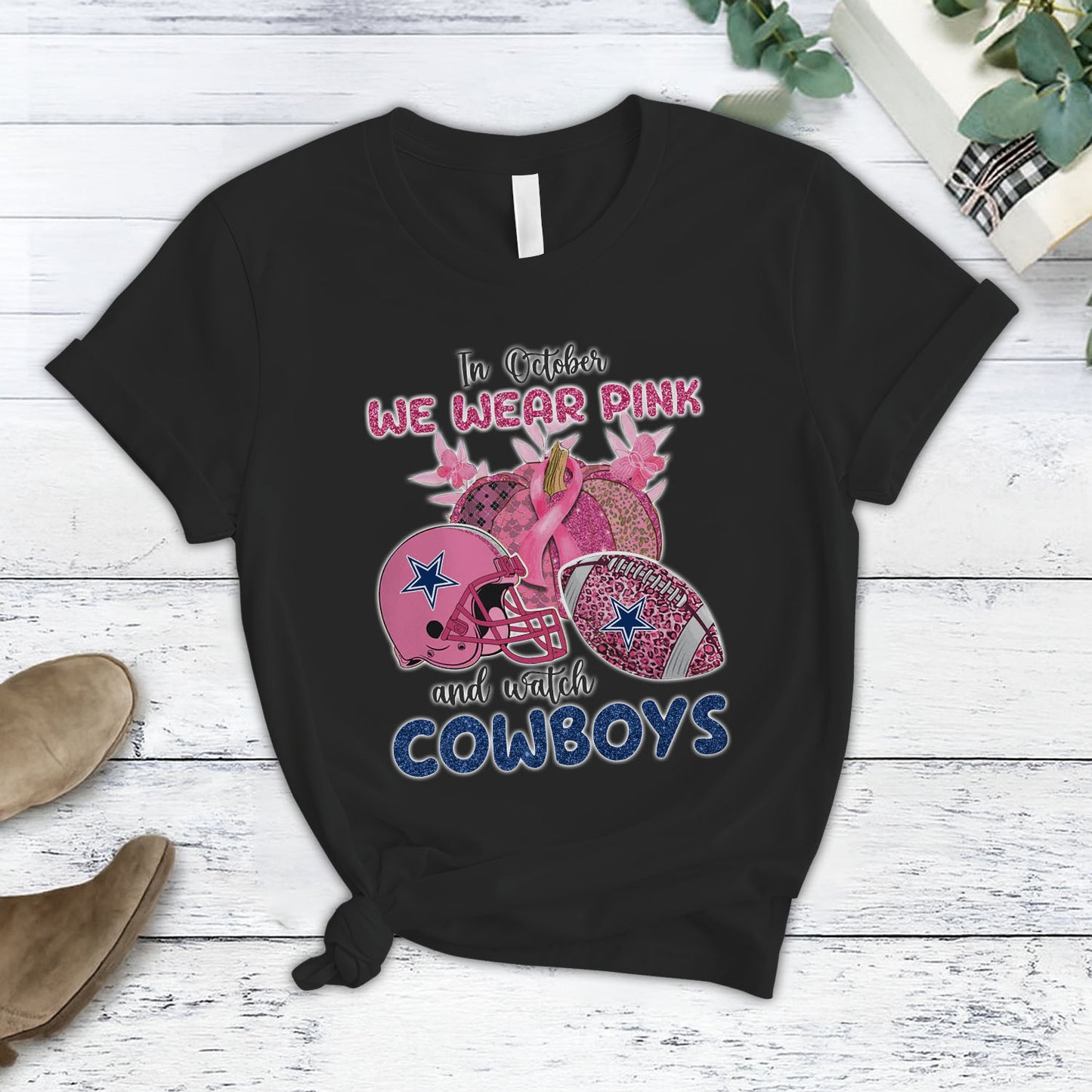 In October We Wear Pink And Watch DAL NFL Pajamas Set DatND DVT