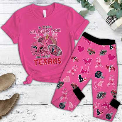 In October We Wear Pink And Watch HOU NFL Pajamas Set DatND DVT