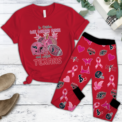 In October We Wear Pink And Watch HOU NFL Pajamas Set DatND DVT