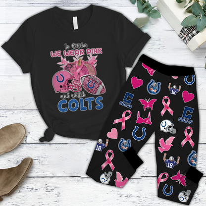 In October We Wear Pink And Watch IND NFL Pajamas Set DatND DVT