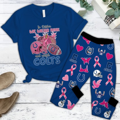 In October We Wear Pink And Watch IND NFL Pajamas Set DatND DVT