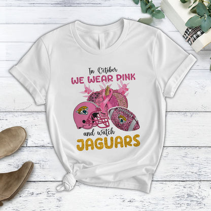 In October We Wear Pink And Watch JAC NFL Pajamas Set DatND DVT