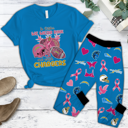 In October We Wear Pink And Watch LAC NFL Pajamas Set DatND DVT