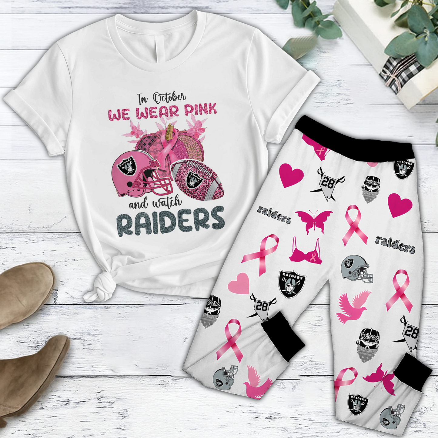 In October We Wear Pink And Watch LV NFL Pajamas Set DatND DVT