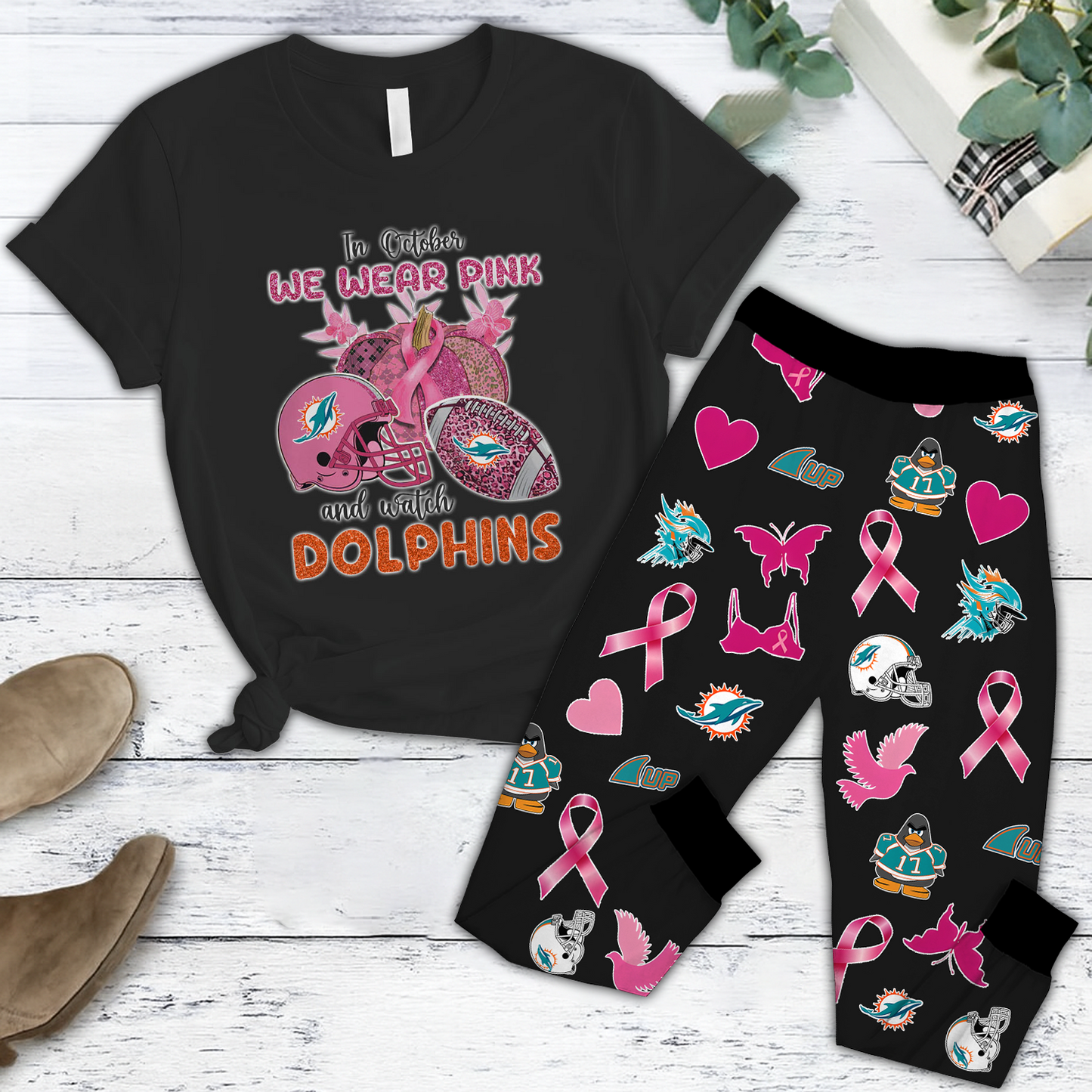 In October We Wear Pink And Watch MIA NFL Pajamas Set DatND DVT