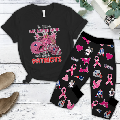In October We Wear Pink And Watch NE NFL Pajamas Set DatND DVT
