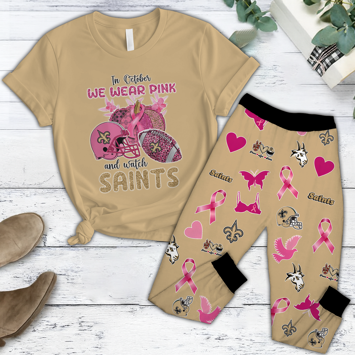 In October We Wear Pink And Watch NO NFL Pajamas Set DatND DVT