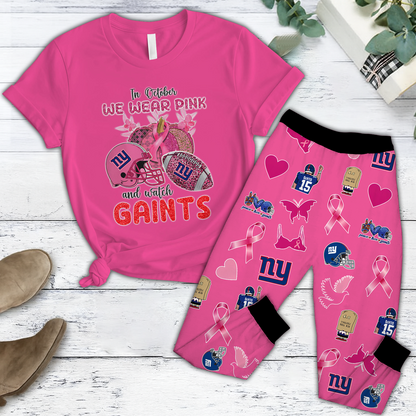 In October We Wear Pink And Watch NYG NFL Pajamas Set DatND DVT