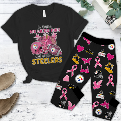 In October We Wear Pink And Watch PIT NFL Pajamas Set DatND DVT
