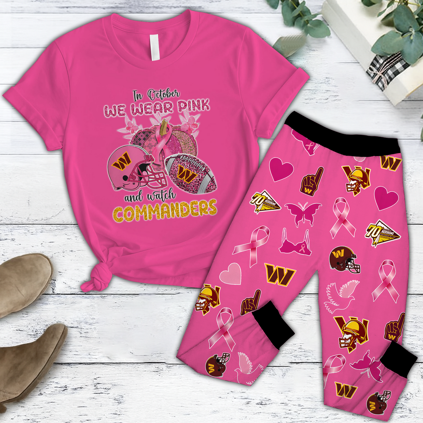In October We Wear Pink And Watch WAS NFL Pajamas Set DatND DVT