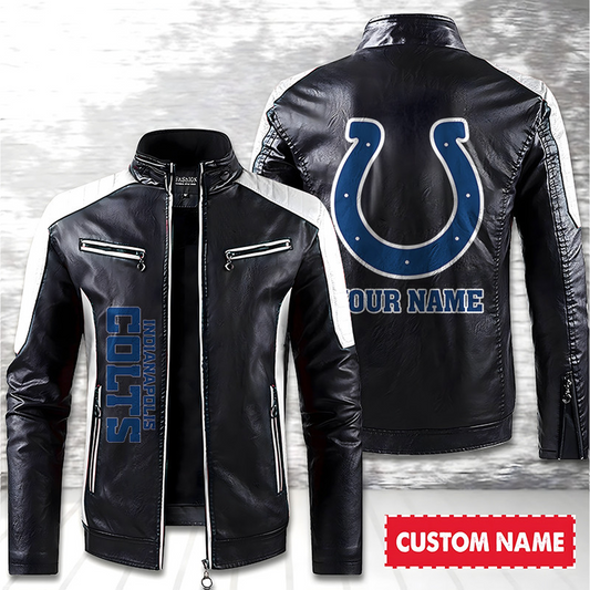 IND American Football Men Leather Jacket Custom Any Name Gifts DatND DVT