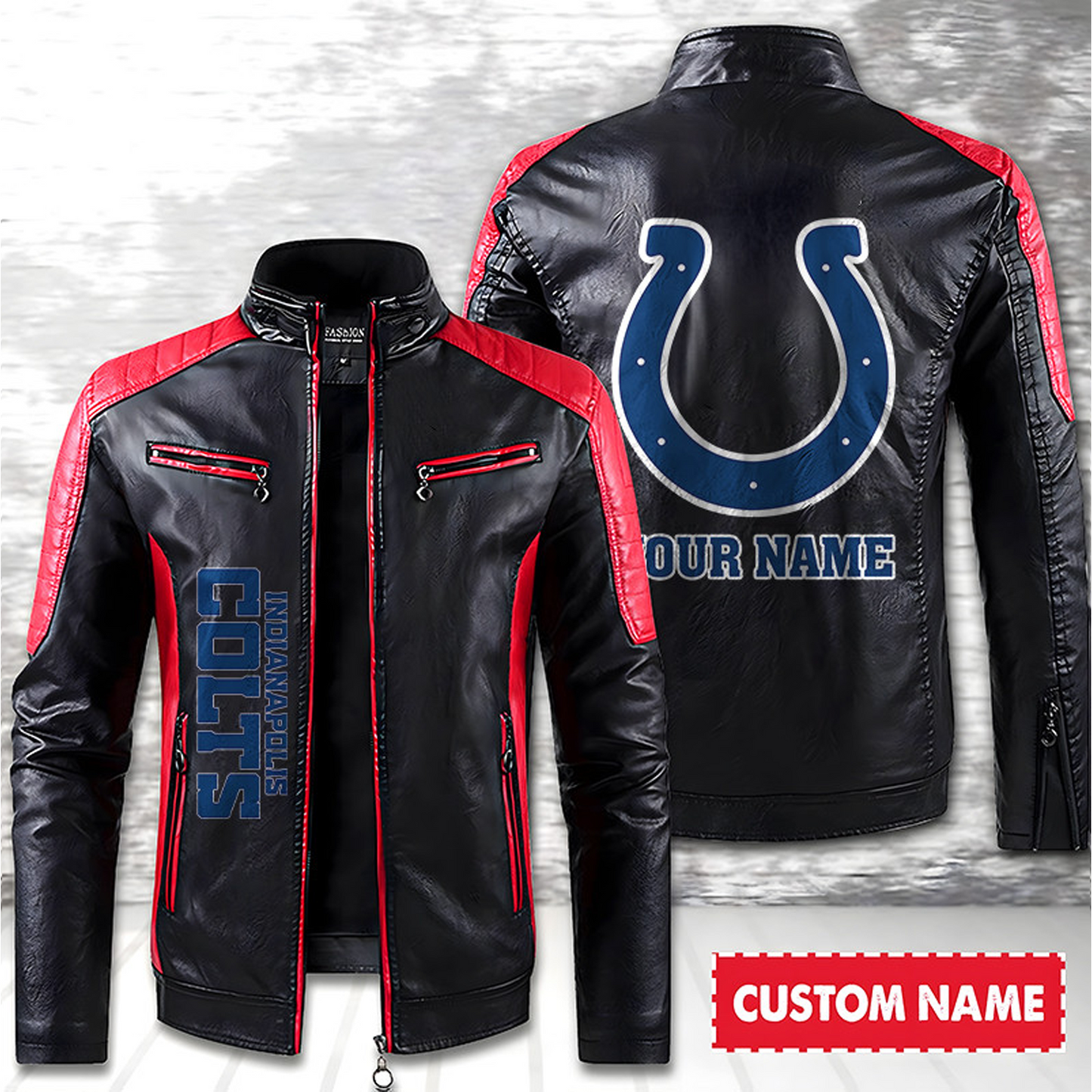 IND American Football Men Leather Jacket Custom Any Name Gifts DatND DVT
