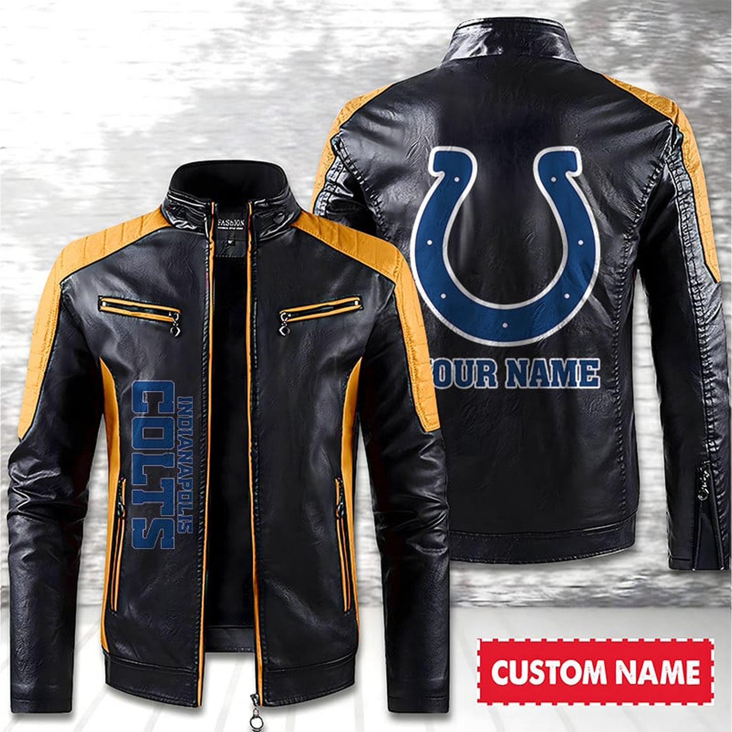 IND American Football Men Leather Jacket Custom Any Name Gifts DatND DVT